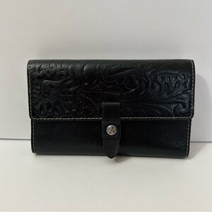 Patricia Nash - Alava Black Embossed Italian Leather Trifold Wallet